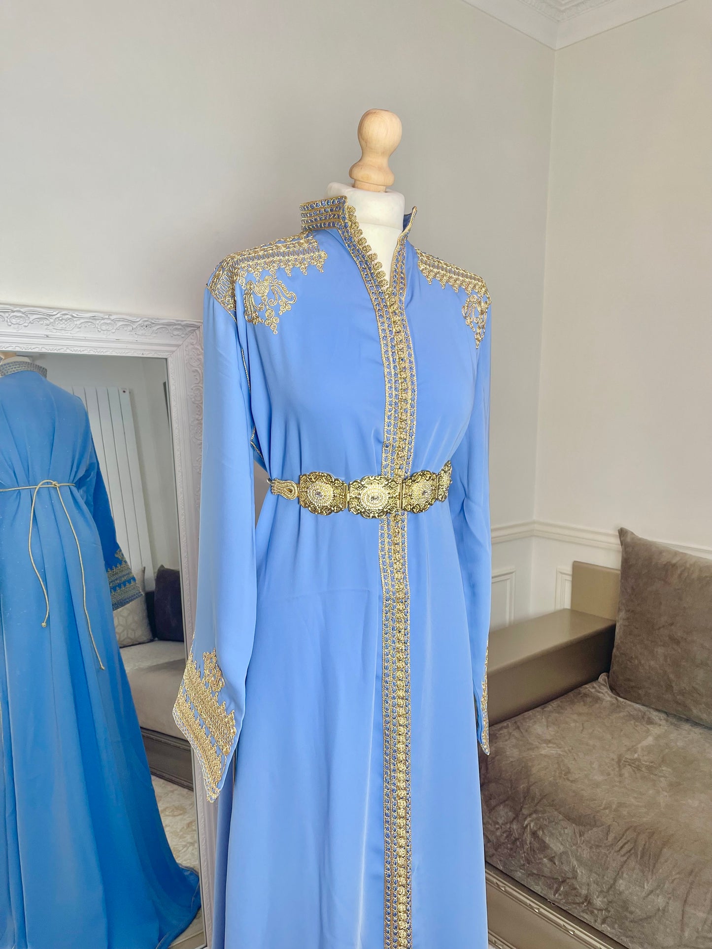 Caftan Inès bleu pastel