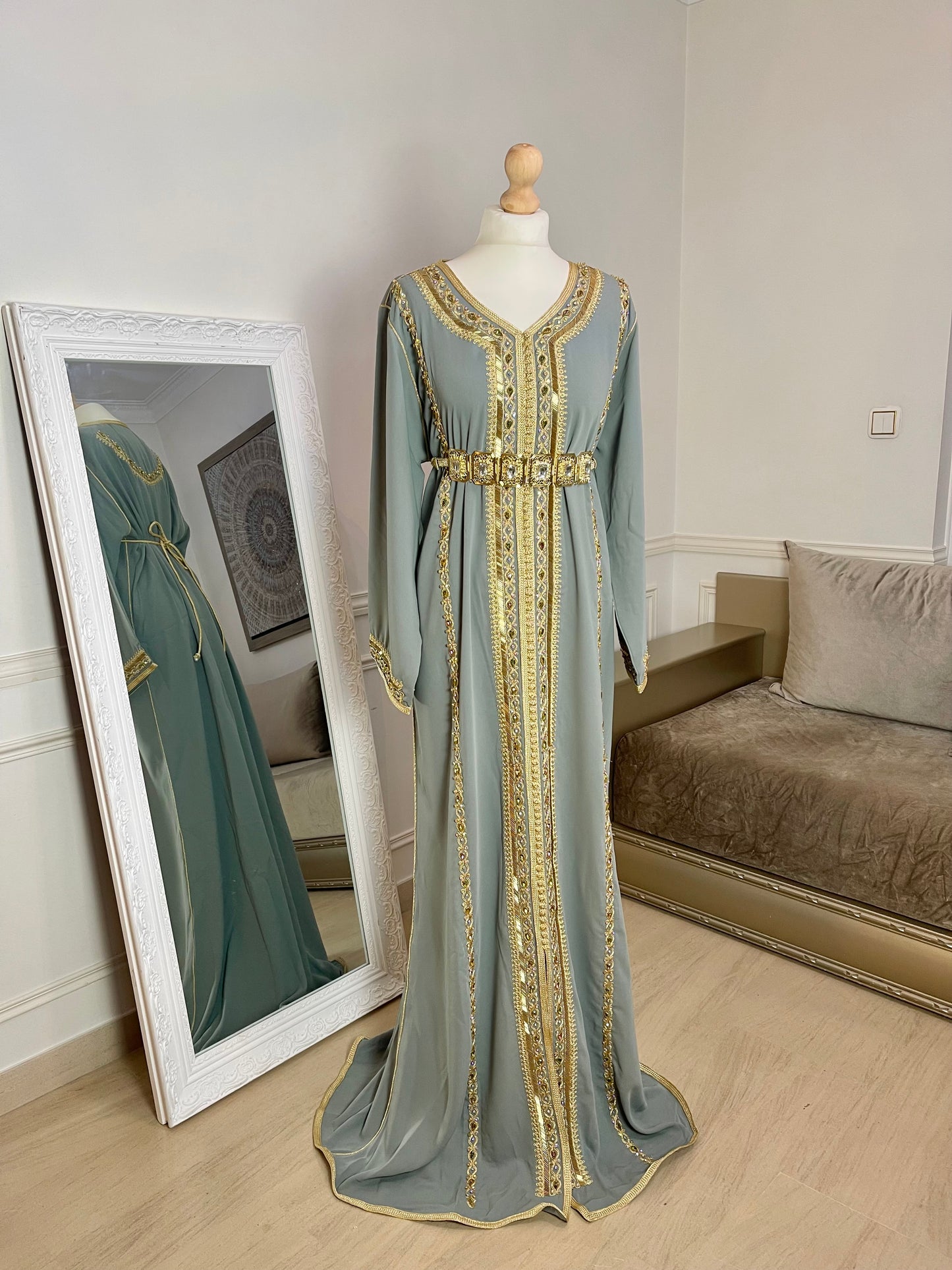 Caftan Yasmine vert eau