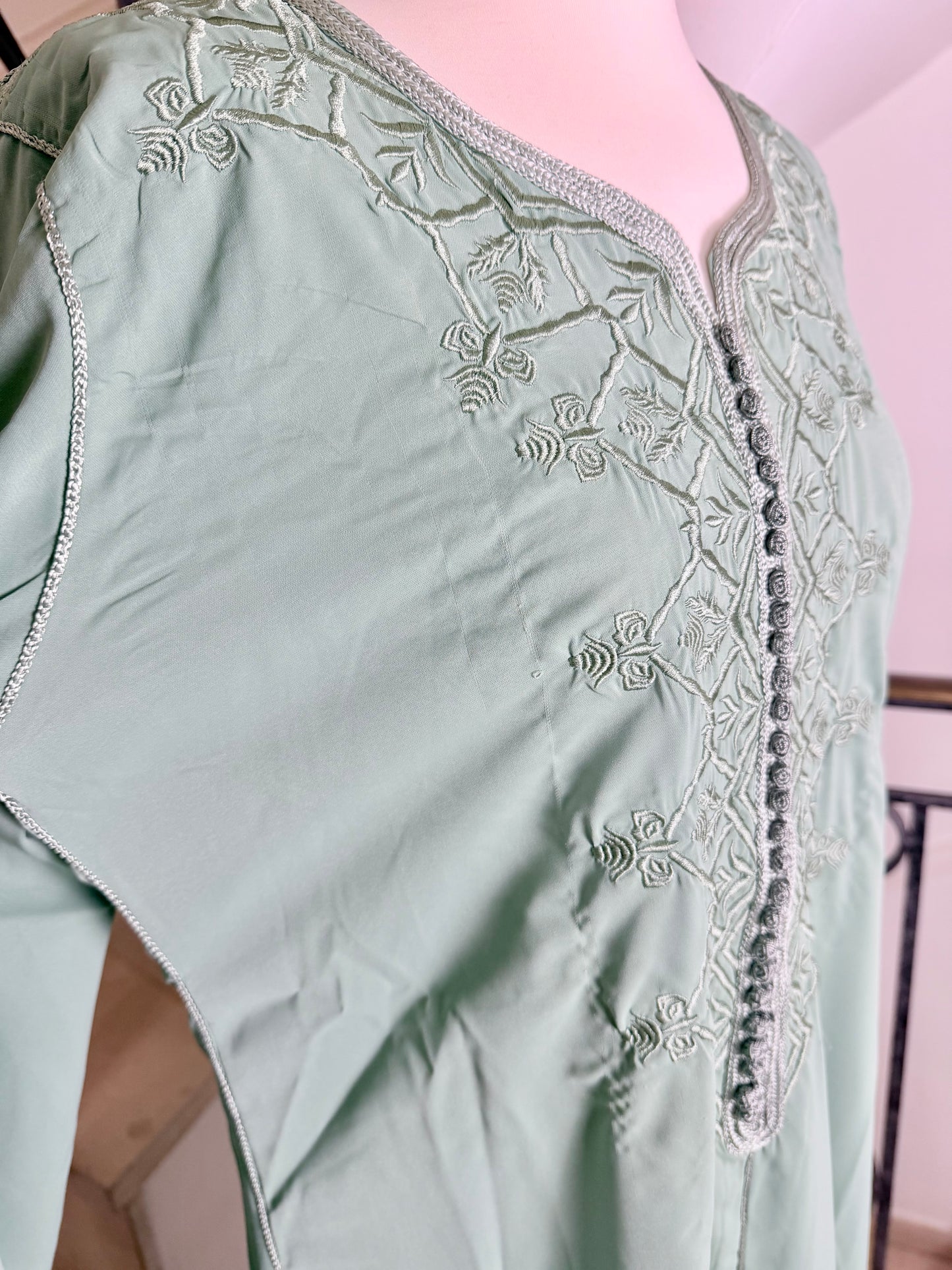 Gandoura Safia vert IMPARFAITE