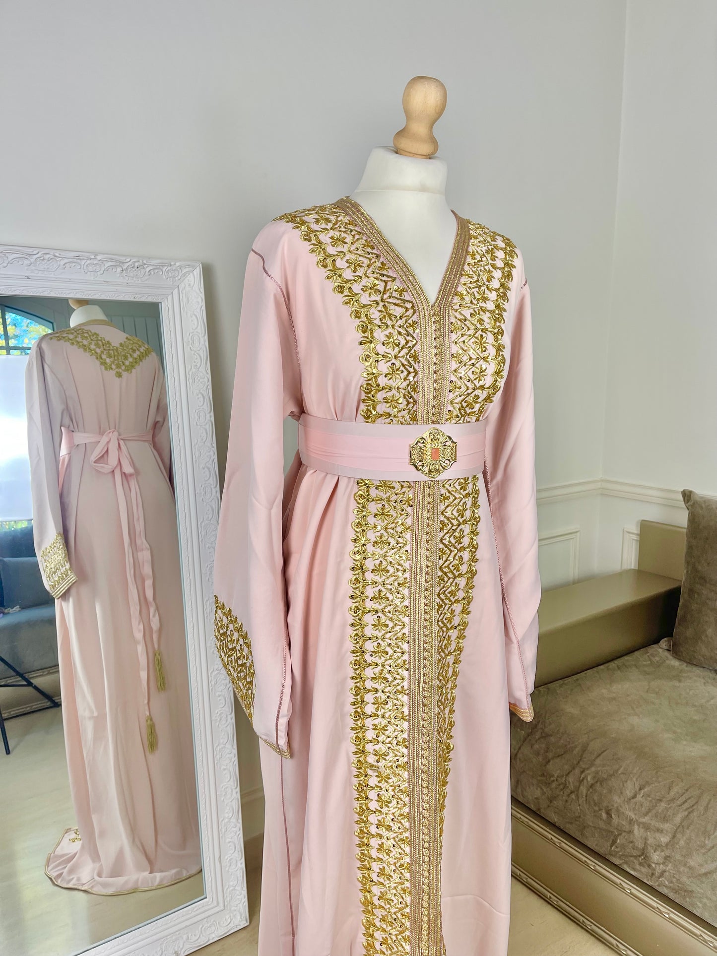 Caftan Leïna rose poudrée