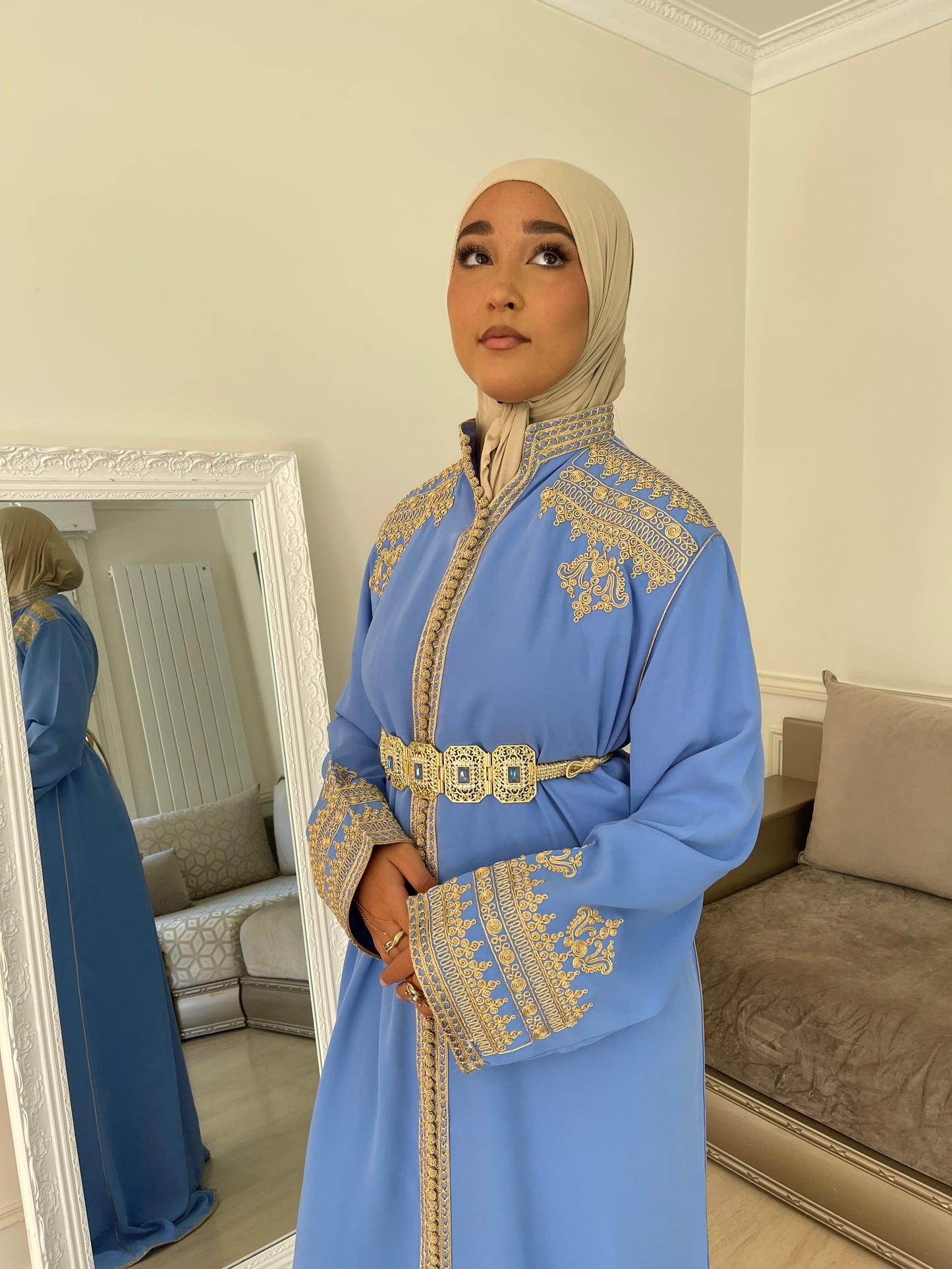 Caftan Inès bleu pastel