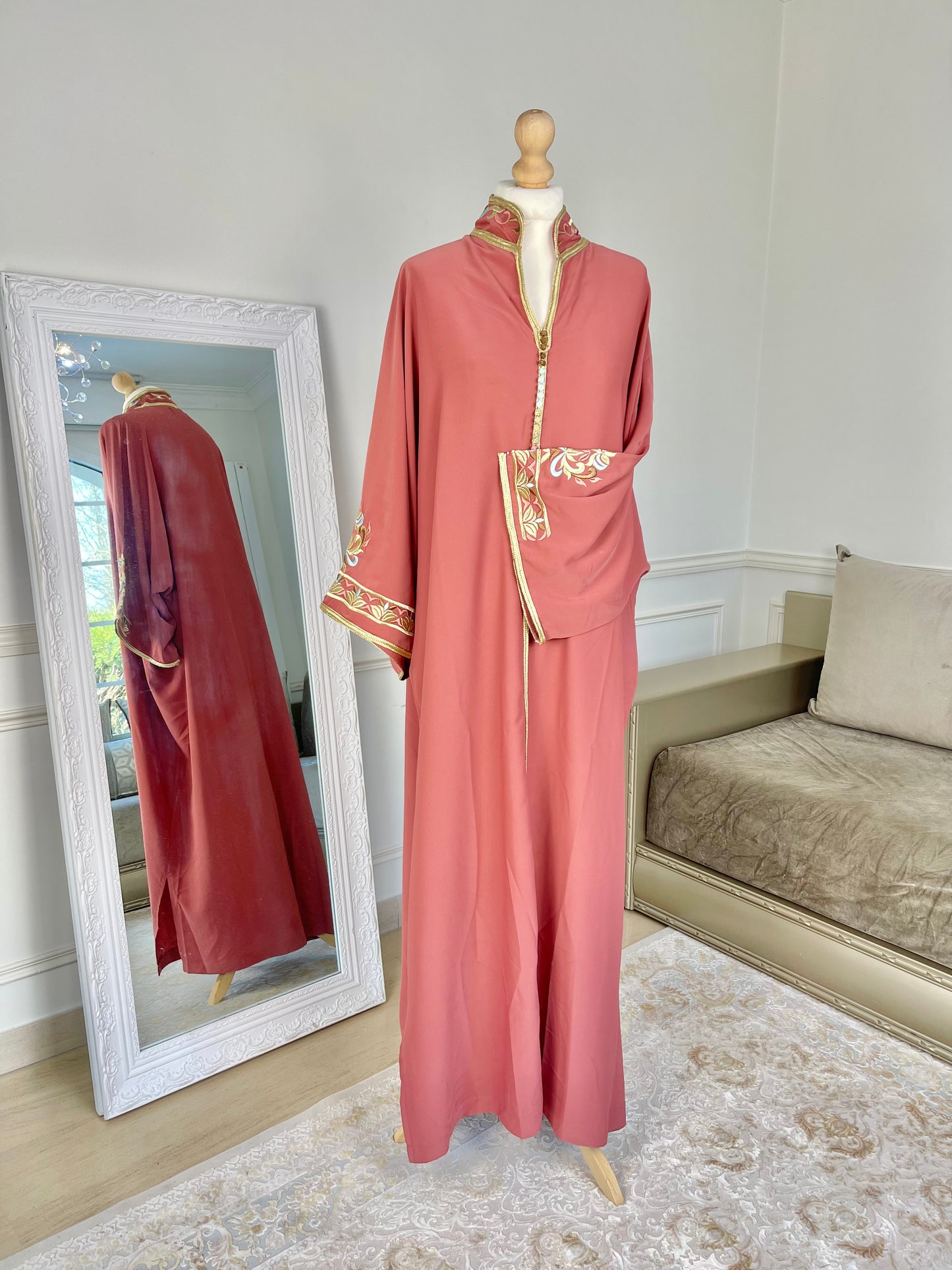 Gandoura Aïcha rouge brique