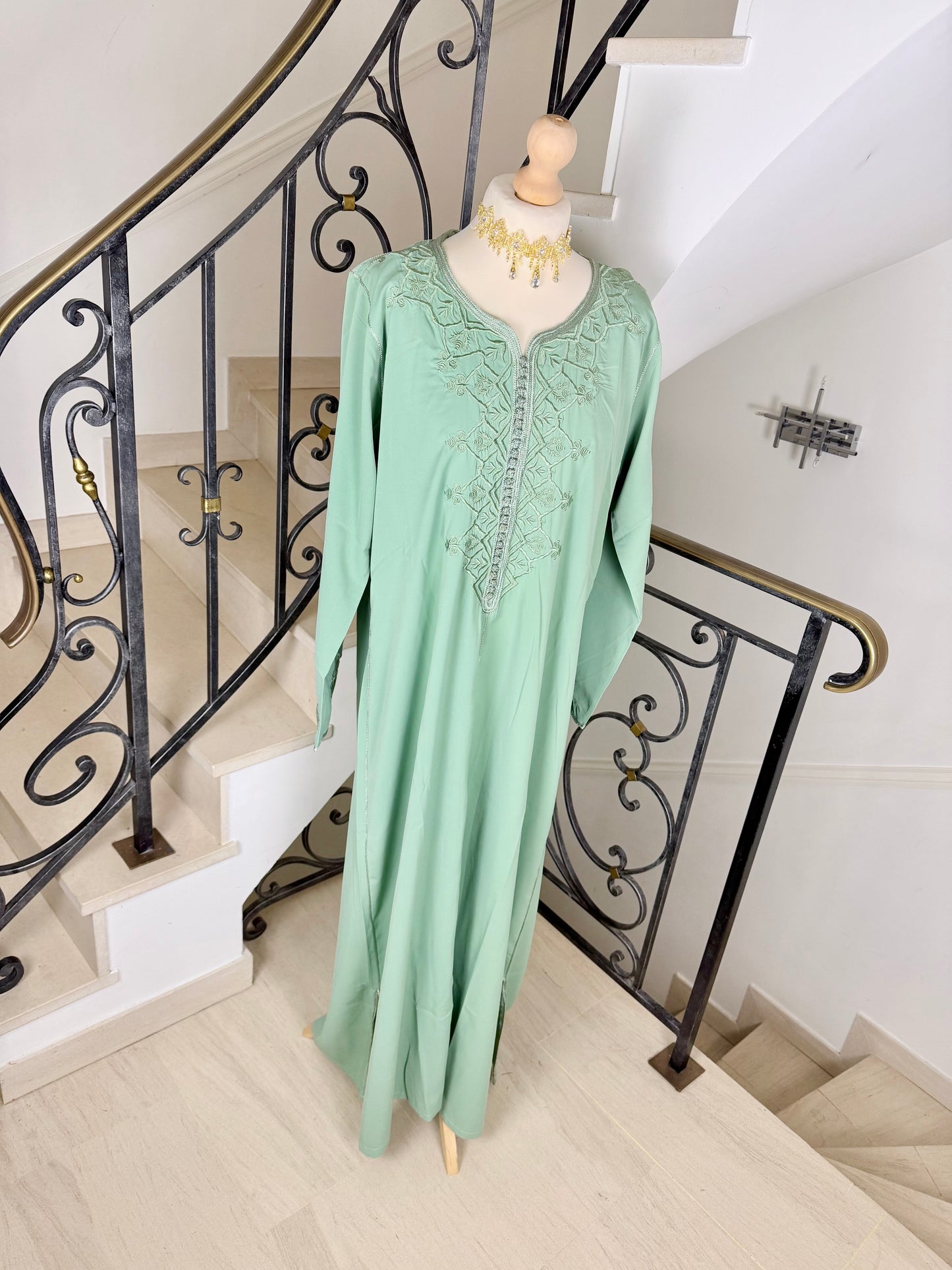 Gandoura Safia vert IMPARFAITE