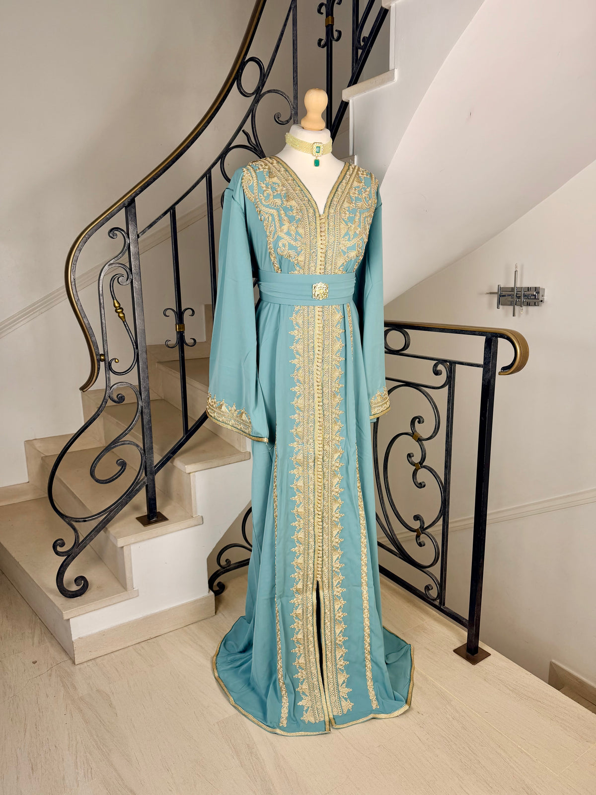 Caftan Alma vert eau