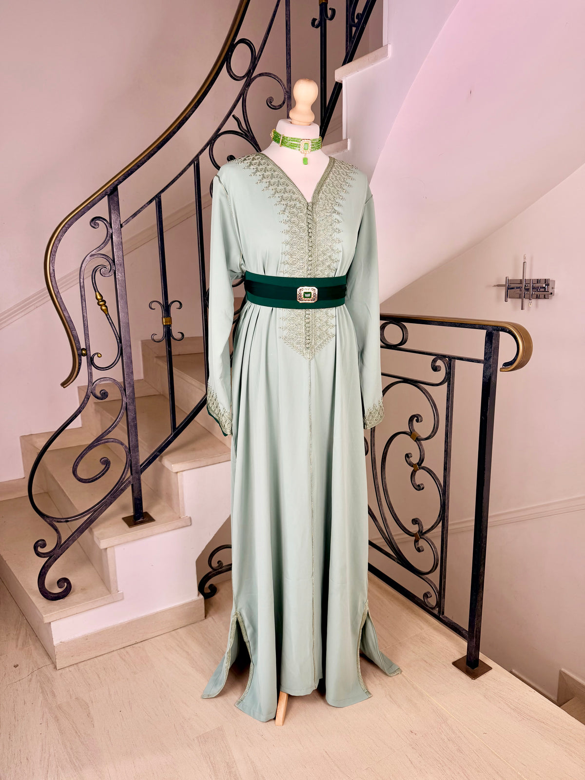 Caftan Aïcha vert eau