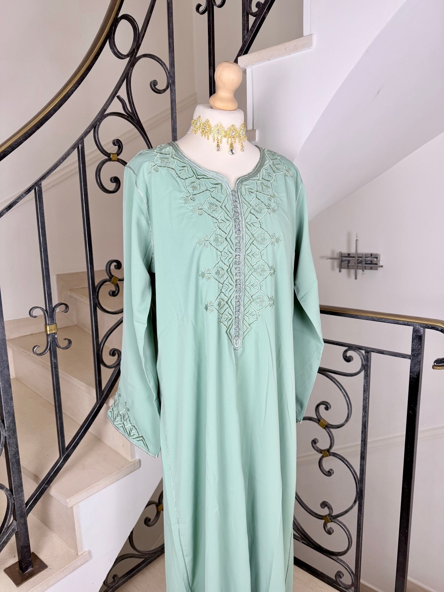 Gandoura Safia vert IMPARFAITE