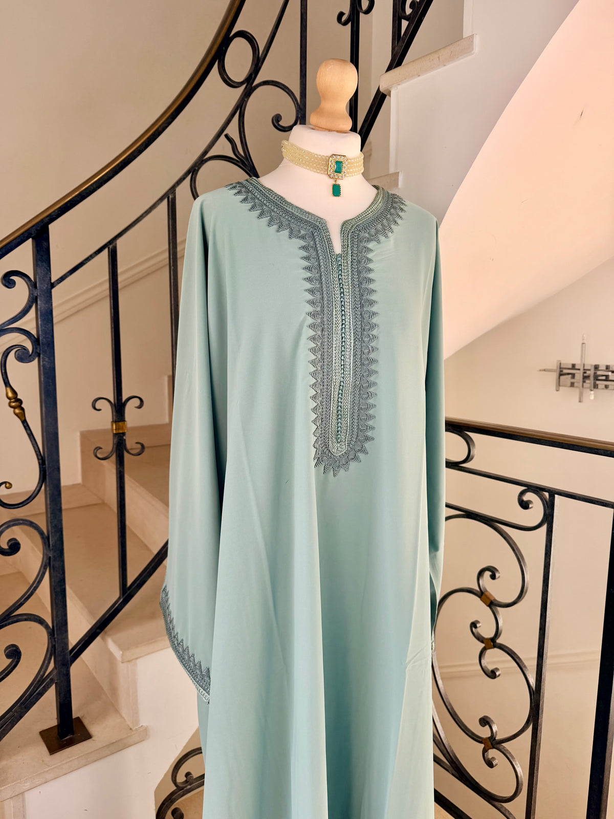 Gandoura Lina vert eau