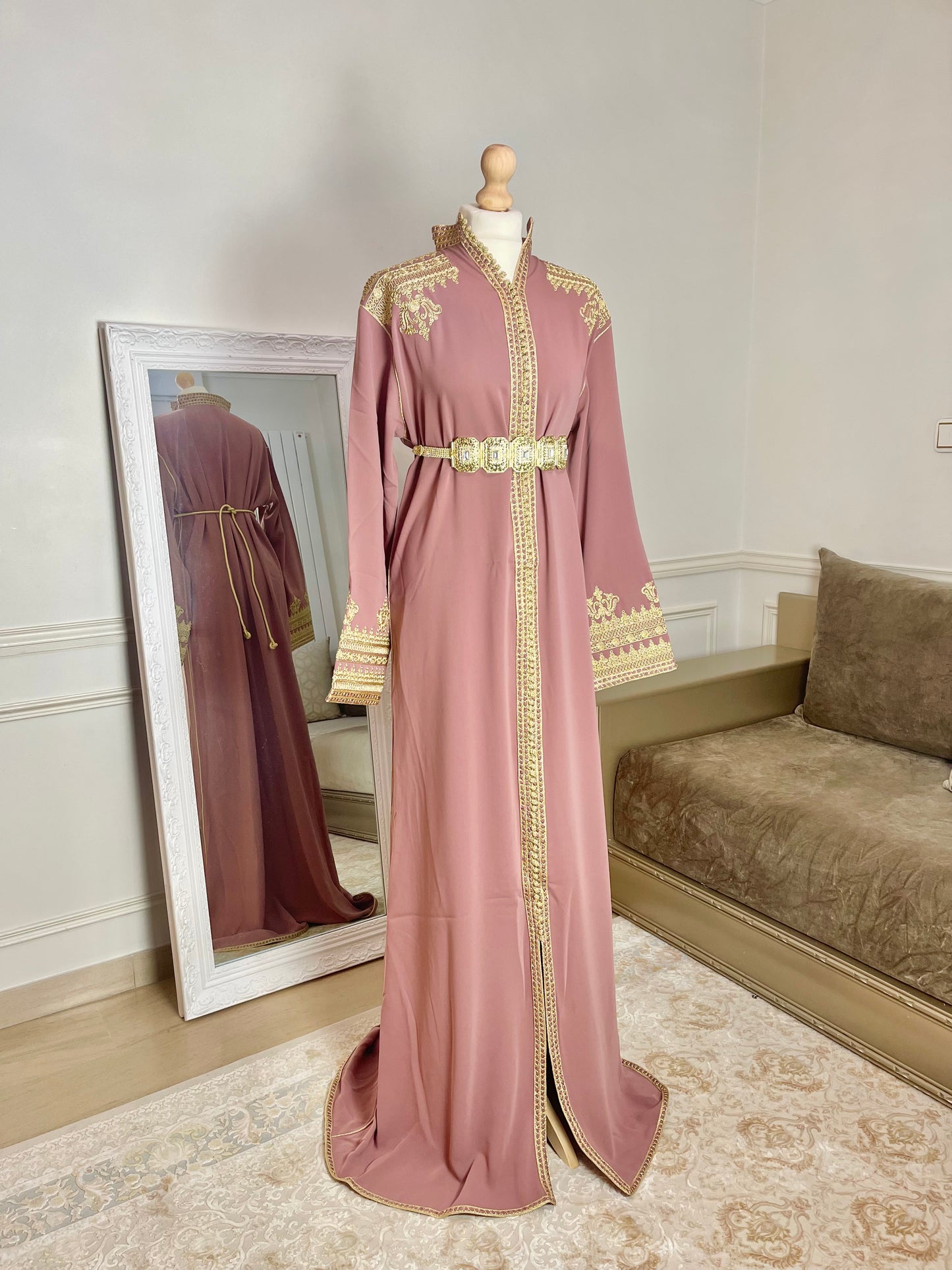 Caftan Inès rose pale