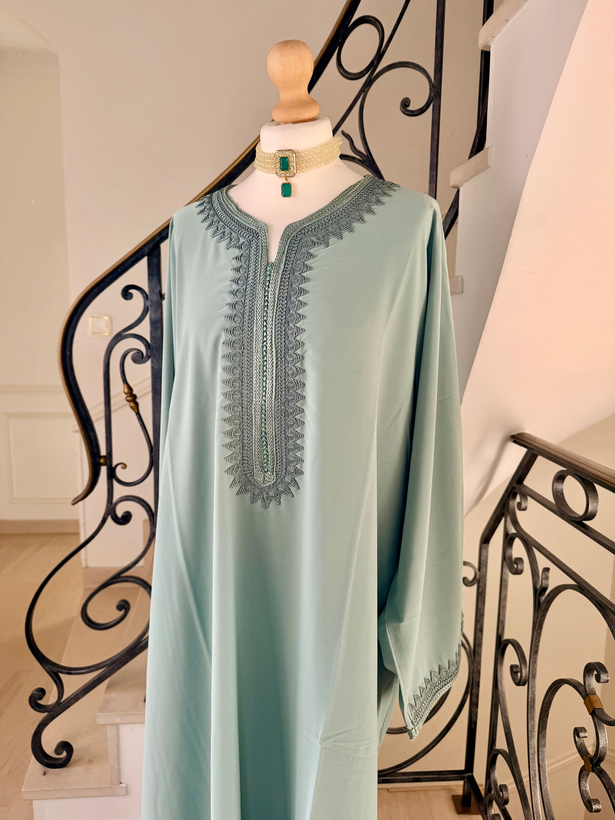 Gandoura Lina vert eau