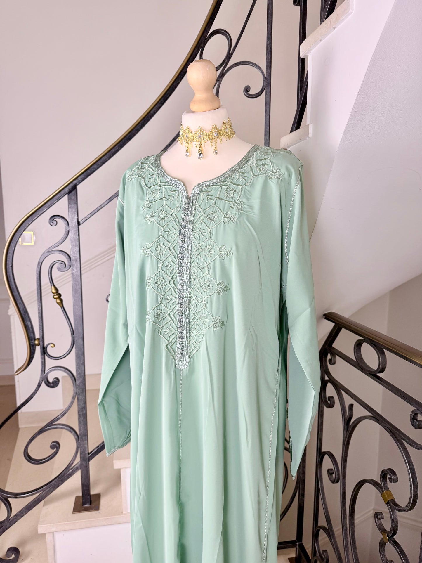 Gandoura Safia vert IMPARFAITE