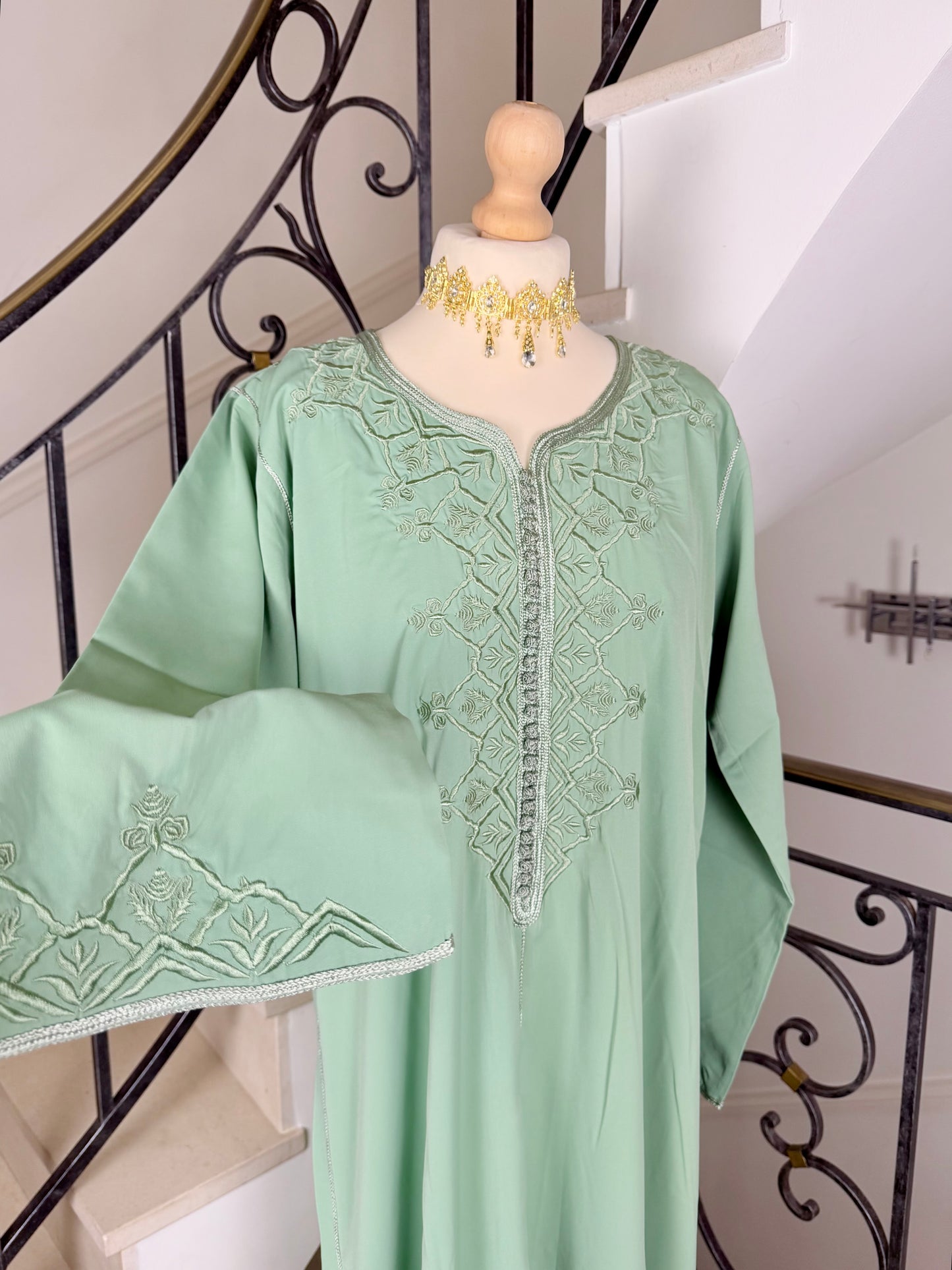 Gandoura Safia vert IMPARFAITE