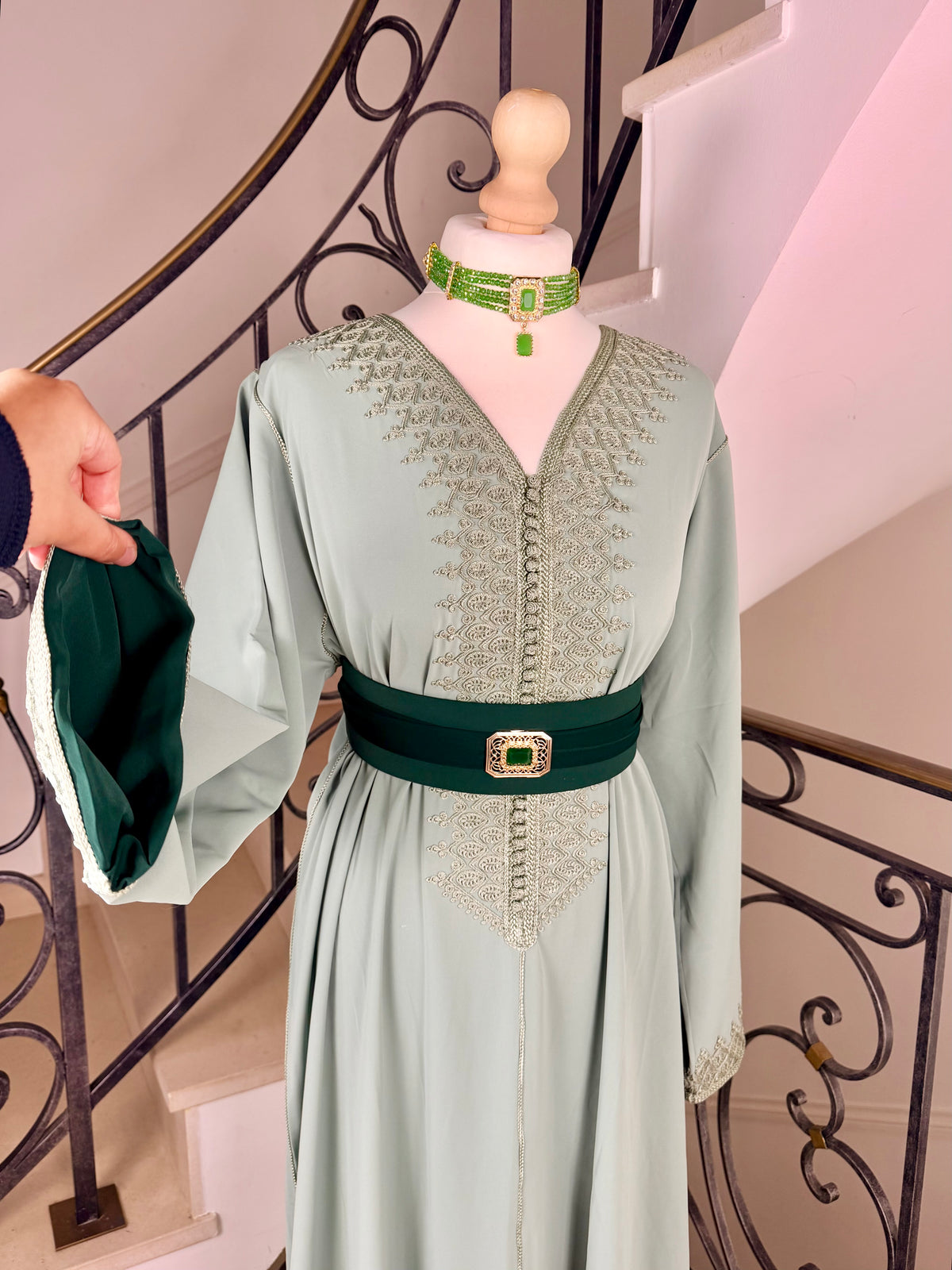 Caftan Aïcha vert eau