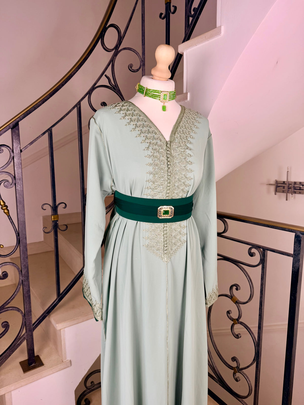 Caftan Aïcha vert eau