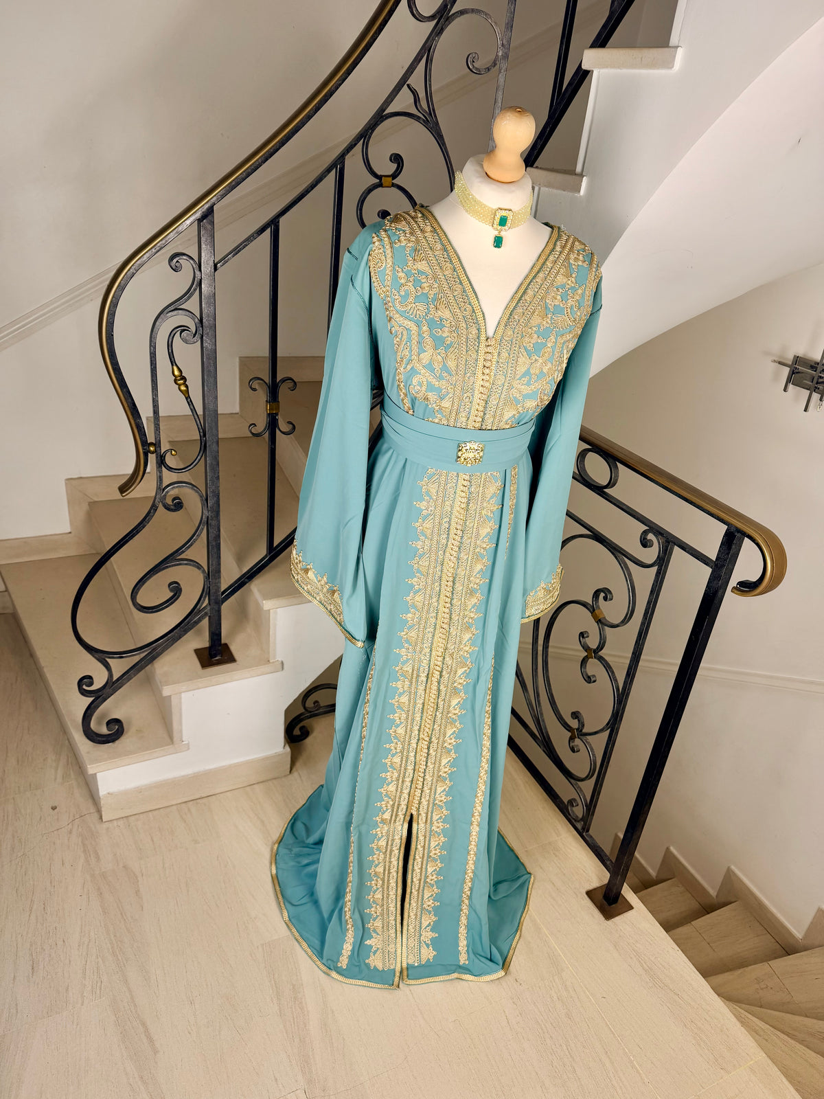 Caftan Alma vert eau