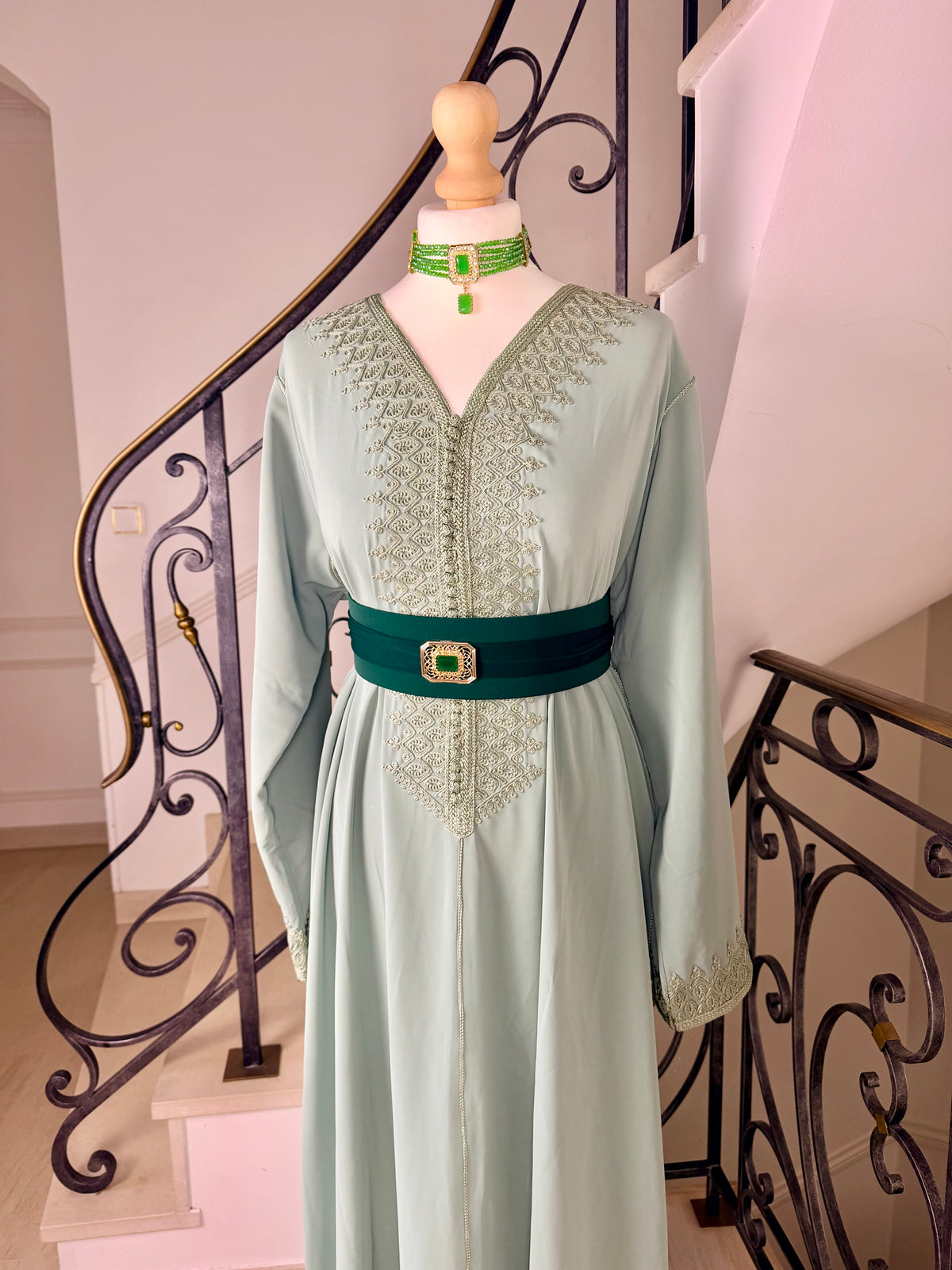 Caftan Aïcha vert eau