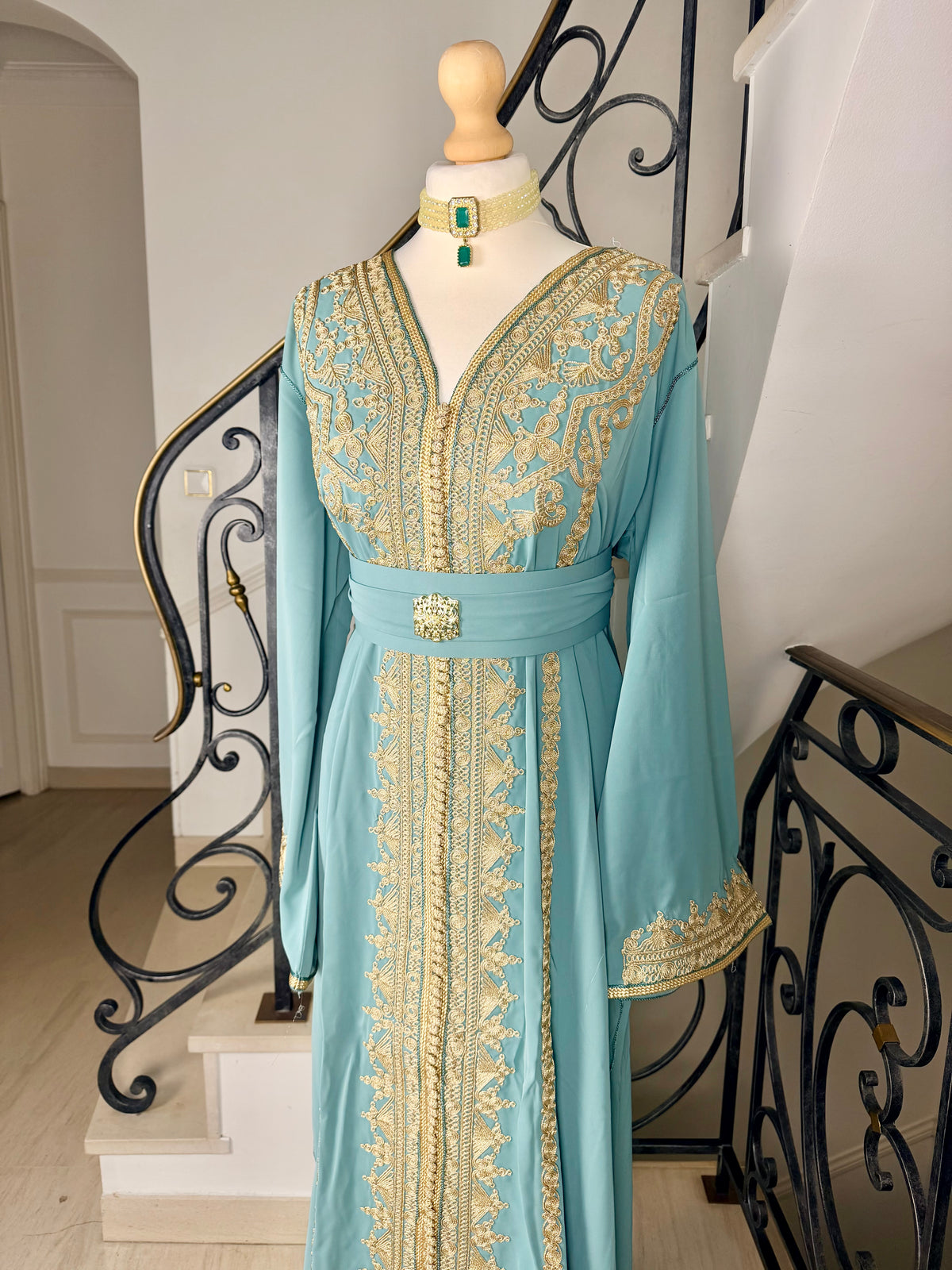 Caftan Alma vert eau